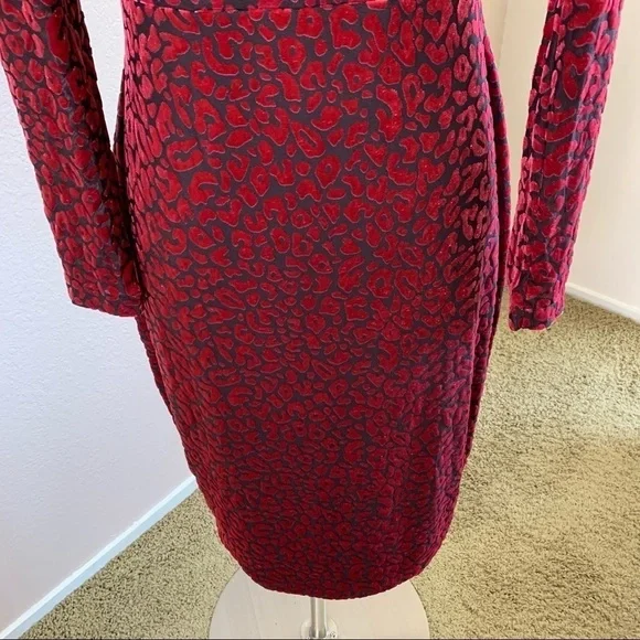 Rachel Roy Velvet Animal Print Faux Wrap Dress - Picture 8 of 14